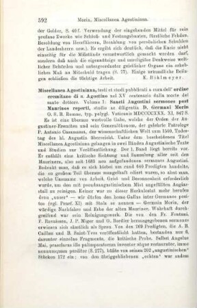 592-594 [Rezension] Augustinus, Aurelius, Sancti Augustini Sermones post Maurinos reperti
