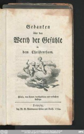 Gedanken über den Werth der Gefühle in dem Christenthum