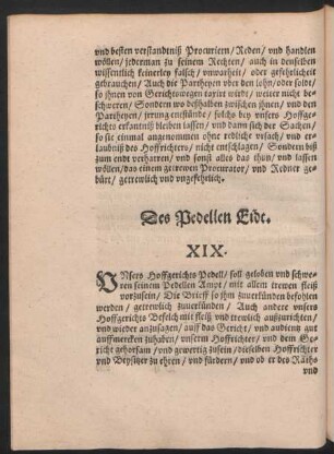 Des Pedellen Eidt. XIX.