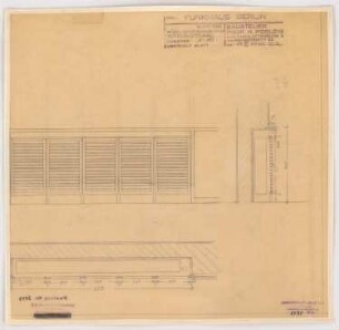 Haus des Rundfunks, Berlin-Charlottenburg: Sitzungssaal, Holzverkleidung, Detail, Aufriss, Grundriss, Schnitt 1:10