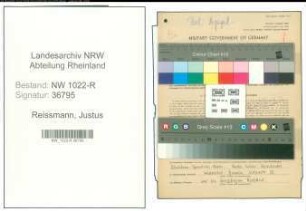 Entnazifizierung Justus Reissmann , geb. 24.08.1921 ()