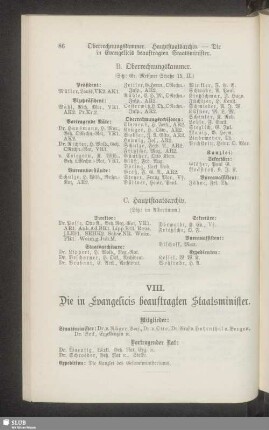 VIII. Die in Evangelicis beauftragten Staatsminister