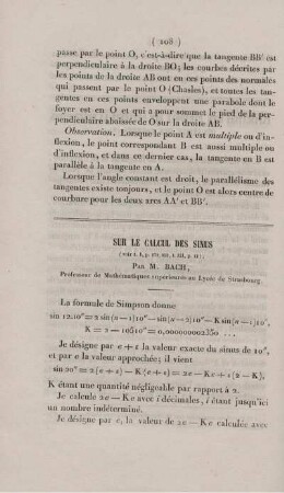 Sur le calcul des sinus.