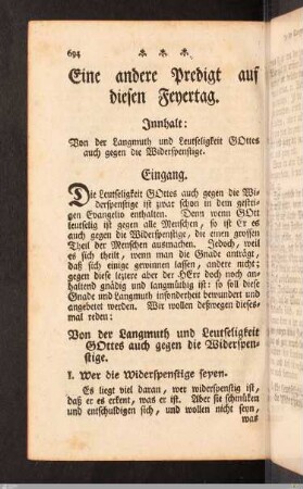 Eine andere Predigt auf diesen Feyertag.