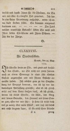CLXXXVIII. An Ebendenselben