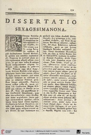 Dissertation sexagesimanona