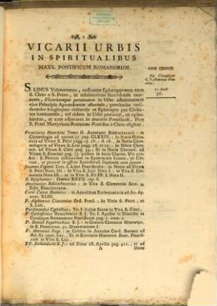 Elenchus chronicus Vicariorum Urbis in Spiritualibus Maxx. Pontificum Romm. ...