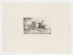 Combat d’un Kurde et d’un Persan, aus: Pierre Amédée Jaubert, "Voyage en Arménie et en Perse, fait dans les années 1805 et 1806", Paris 1821