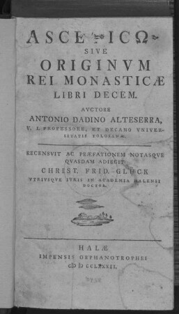 Asceticon sive origines rei monasticae Asceticon sive rei monasticae libri decem