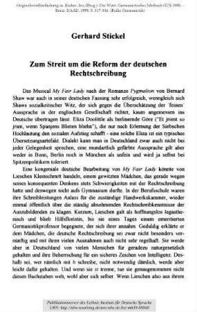 Zum Streit um die Reform der deutschen Rechtschreibung