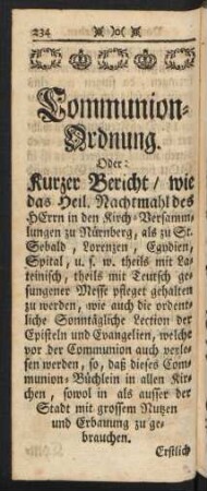 Communion-Ordnung.
