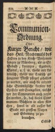 Communion-Ordnung.