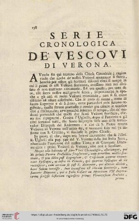 Serie chronologica de' Vescovi di Verona
