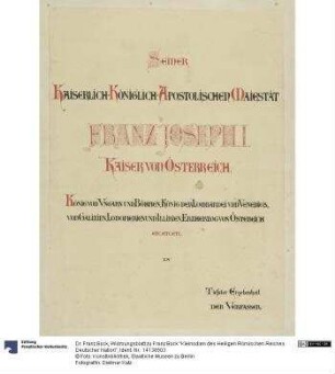 Widmungsblatt zu Franz Bock "Kleinodien des Heiligen Römischen Reiches Deutscher Nation"
