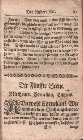 Die Fünffte Scene. Mirthonis. Cornelian. Tityrus.