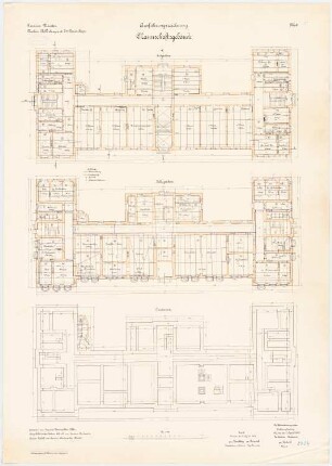 Bekleidungsamt des VII. Armeekorps, Münster: Mannschaftsgebäude: Grundriss Fundamente, Keller, Erdgeschoss 1:100