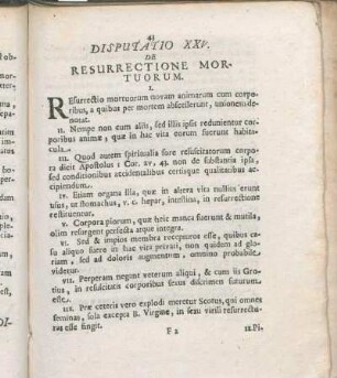Disputatio XXV. De Resurrectione Mortuorum.