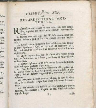 Disputatio XXV. De Resurrectione Mortuorum.
