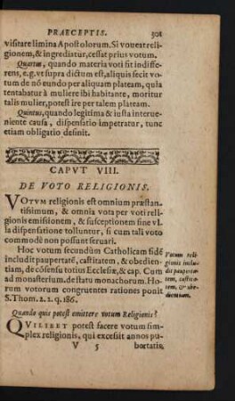 Caput VIII. De Voto Religionis
