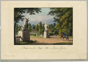 Die beiden Kentaurenskulpturen von Antonio Corradini an der Hauptallee im Großen Garten in Dresden von Nordwesten