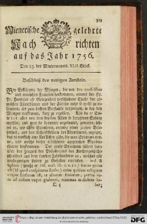 Den 23. des Wintermonats. XLII. Stück