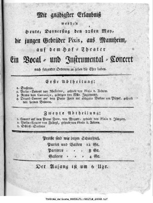 Vocal= und Instrumental=Concert