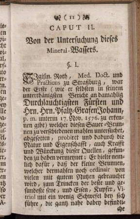 Caput II. Von der Untersuchung dieses Mineral-Wassers.