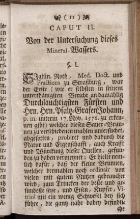 Caput II. Von der Untersuchung dieses Mineral-Wassers.