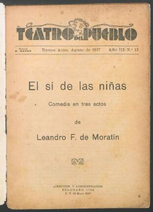 1936001500: El sí de las niñas : comedia en tres actos