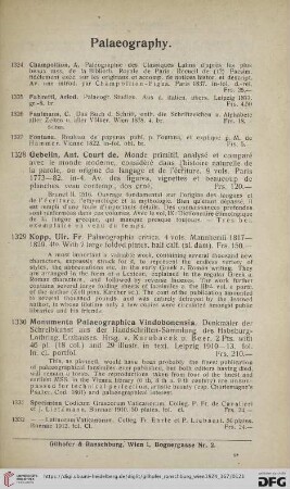 Palaeography (Nr. 1324 - 1419)