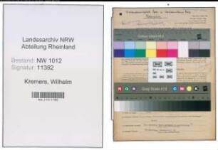 Entnazifizierung Wilhelm Kremers , geb. 02.07.1879 (Landwirt)
