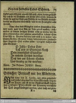 Endlicher Verlauff mit der Mörderin