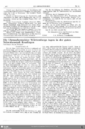 Die Uhrmachermeister Württembergs tagen in der guten Schwabenstadt Reutlingen