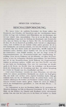 Siebenter Vortrag: Beschauerforschung