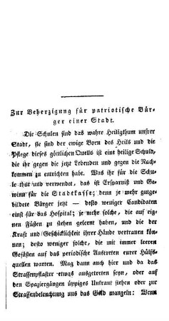 Zur Beherzigung für patriotische Bürger einer Stadt
