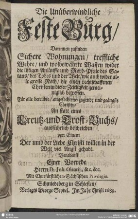 Die unüberwindliche feste Burg für alle betrübte Christen