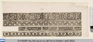 Vier Ornamentleisten (drei auf schwarzem Grund)