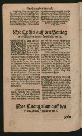 Die Epistel auff den Sontag in der Mitfasten/ Letare ...