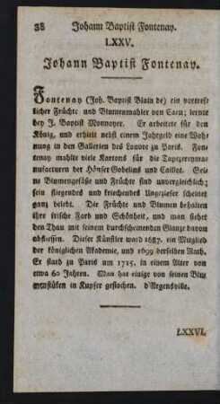 LXXV. Johann Baptist Fontenay