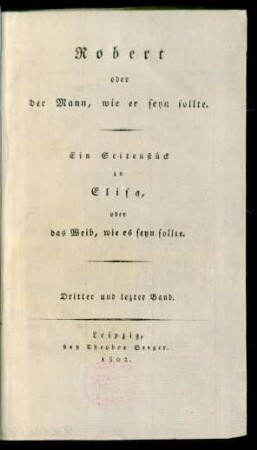 Bd. 3: Robert oder der Mann, wie er seyn sollte