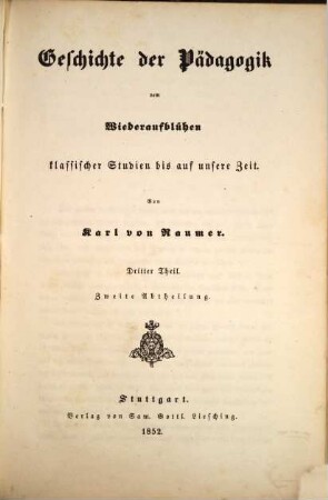 Geschichte der Pädagogik vom Wiederaufblühen klassischer Studien bis auf unsere Zeit, 3,2
