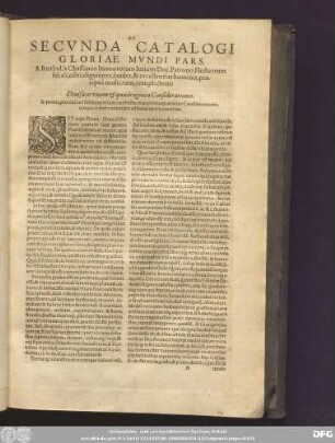 Secunda Catalogi Gloriae Mundi Pars ...