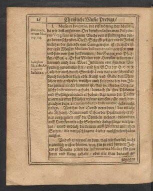 I. Musices Inventio, die erfindung der Music, [...]