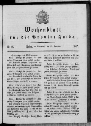 Nr. 46, Ausgabe vom 13. November 1847