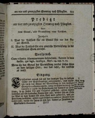 Predigt am vier und zwanzigsten Sonntag nach Pfingsten.