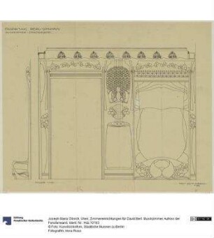 Wien, Zimmereinrichtungen für David Berl. Musikzimmer, Aufriss der Fensterwand
