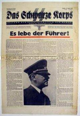 Wochenzeitung der SS "Das Schwarze Korps" zum bevorstehenden Geburtstag von Hitler