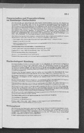 Frauenstudien und Frauenforschung an Hamburger Hochschulen