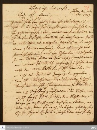Brief von August Hermann Francke an Heinrich Julius Elers.