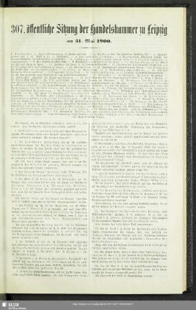 307. öffentliche Sitzung der Handelskammer zu Leipzig am 31. Mai 1900